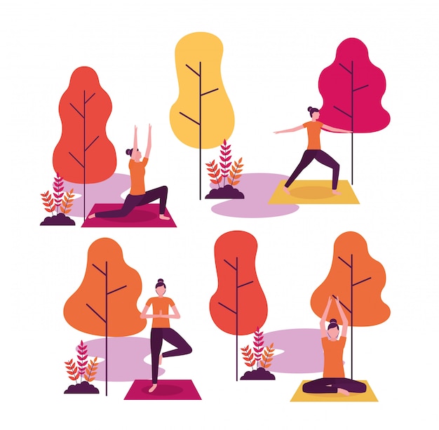 Vector gratuito actividad de yoga de personas