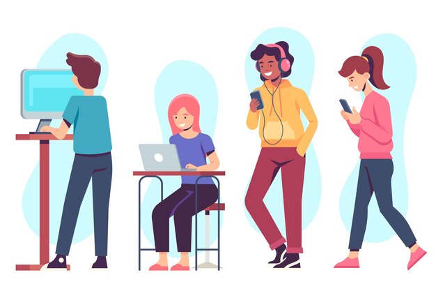 Actividades virtuales de personas con dispositivos tecnológicos