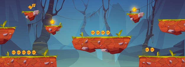 Activo de juego de plataforma flotante aislado de dibujos animados