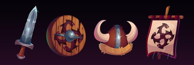 Los activos del juego Viking están aislados en negro.
