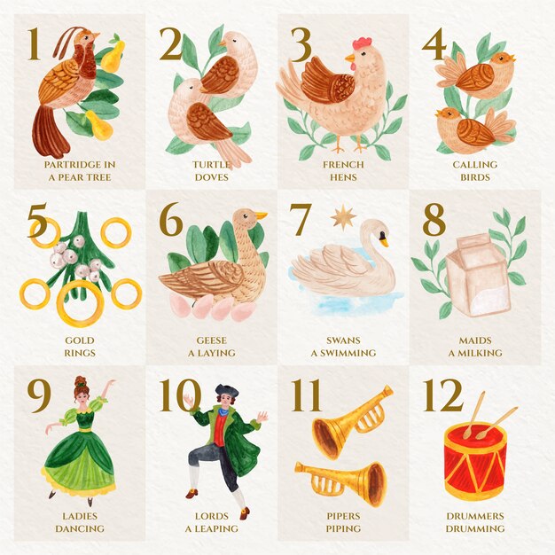Acuarela 12 días de ilustración navideña