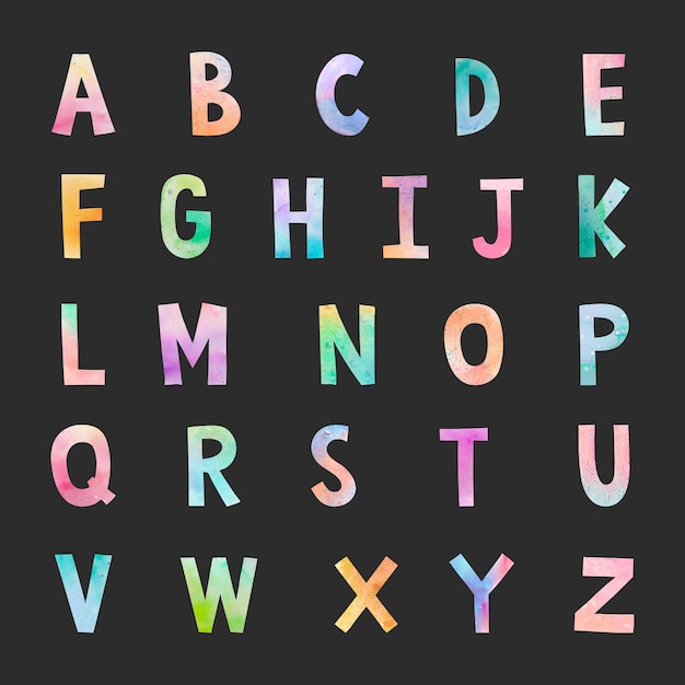 Acuarela abc set vector de letras
