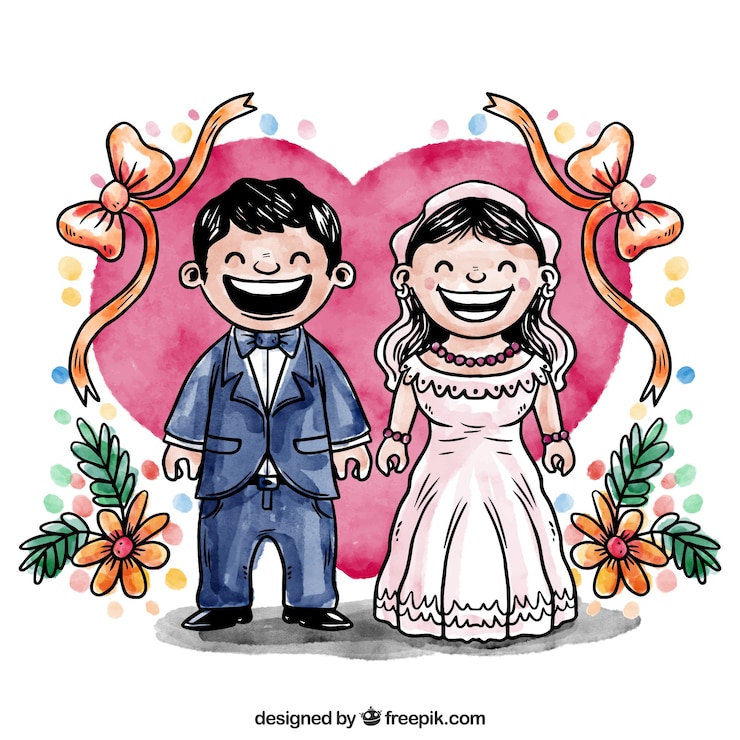 Vector gratuito acuarela acaba de casarse ilustración
