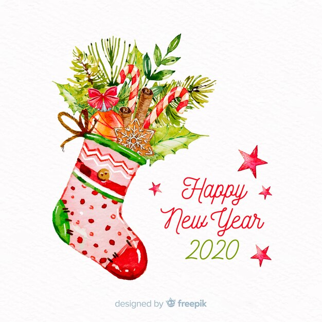 Acuarela año nuevo 2020