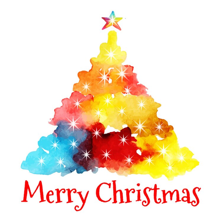 Vector gratuito acuarela árbol de navidad abstracto