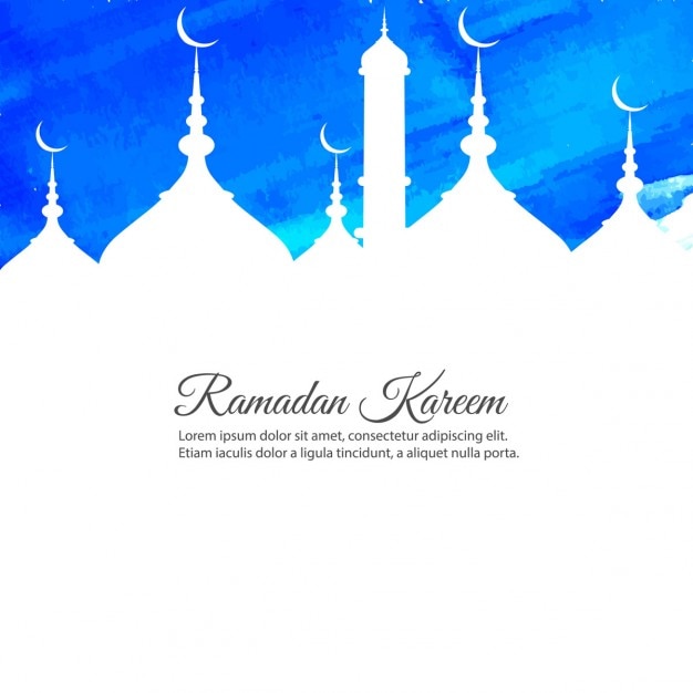 Vector gratuito acuarela azul de fondo ramadan kareem