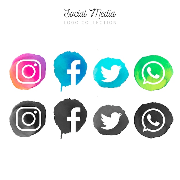 Acuarela colección de logos de redes sociales