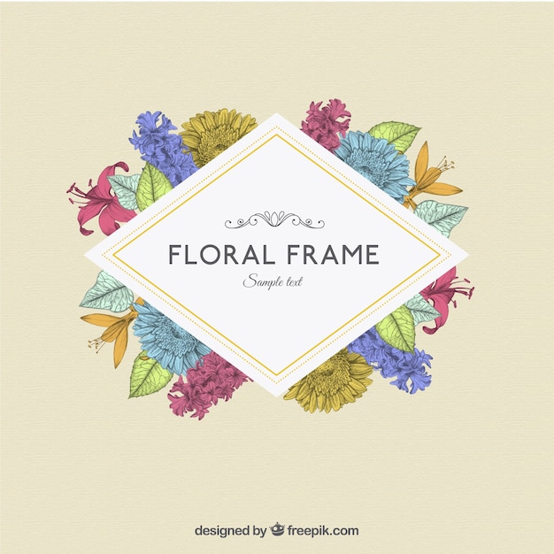 Acuarela colorido marco floral