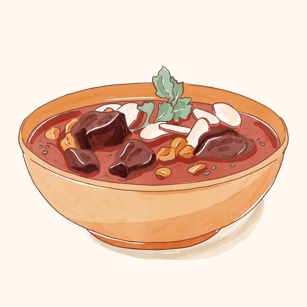 Acuarela deliciosa ilustración de pozole