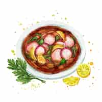 Vector gratuito acuarela deliciosa ilustración de pozole