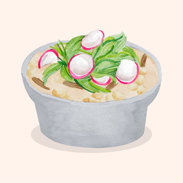 Acuarela deliciosa ilustración de pozole