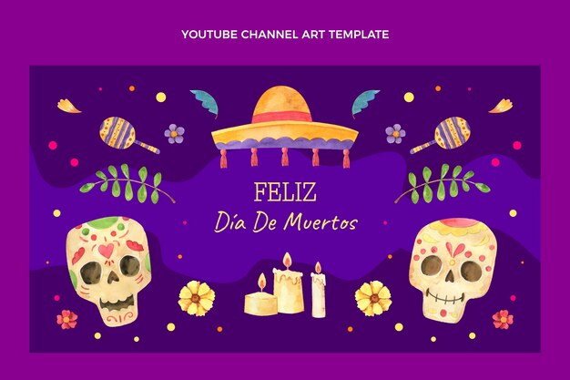 Vector gratuito acuarela dia de muertos canal de youtube art