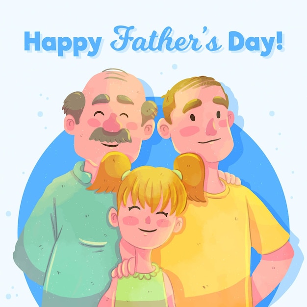 Vector gratuito acuarela del día del padre con papá y abuelo