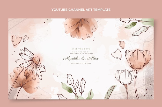 Vector gratuito acuarela dibujada a mano boda canal de youtube arte