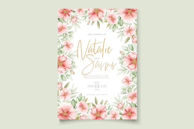 Vector gratuito acuarela dibujada a mano floral y hojas conjunto de tarjetas