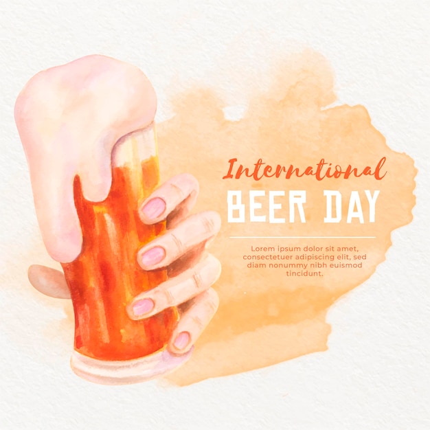 Acuarela diseño día internacional de la cerveza