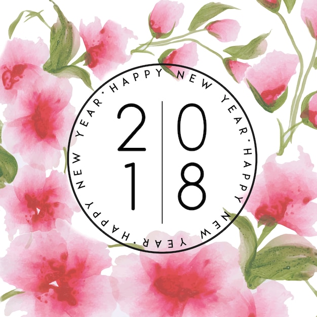 Vector gratuito acuarela floral año nuevo 2018