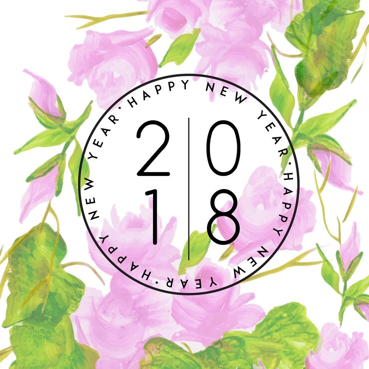 Vector gratuito acuarela floral año nuevo 2018