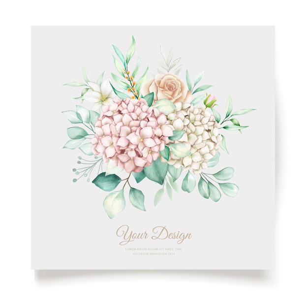 acuarela floral y hojas conjunto de tarjeta de invitación de boda