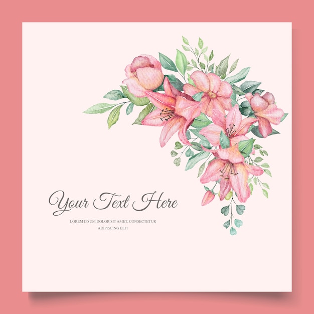 acuarela floral y hojas conjunto de tarjeta de invitación de boda