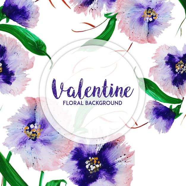 Vector gratuito acuarela de fondo floral de san valentín