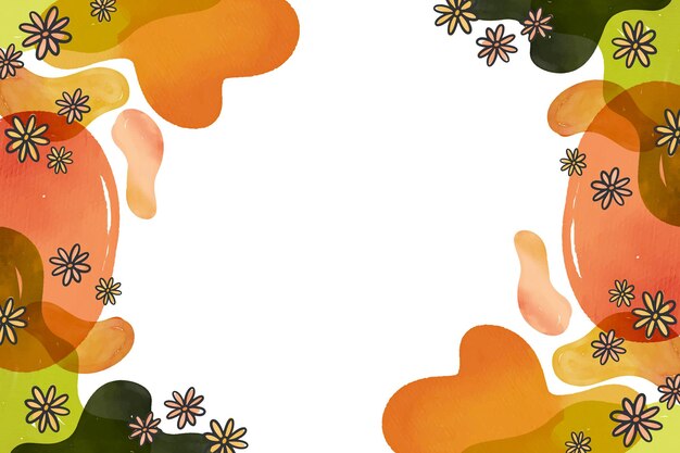 Acuarela formas abstractas con fondo de flores dibujadas a mano