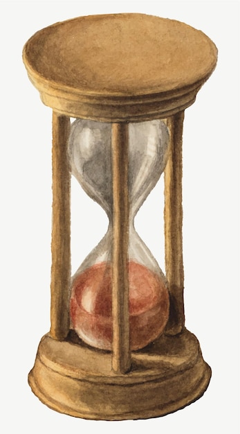 Acuarela de ilustración de reloj de arena de madera antigua, remezclada de las obras de arte de Mary Vaux Walcott