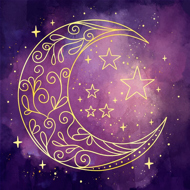 Vector gratuito acuarela luna y estrellas dibujo ilustración