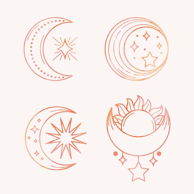 Vector gratuito acuarela luna y estrellas dibujo ilustración