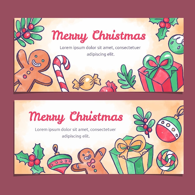Acuarela navidad coloridas pancartas