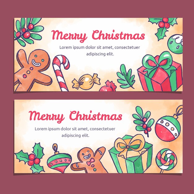 Acuarela navidad coloridas pancartas