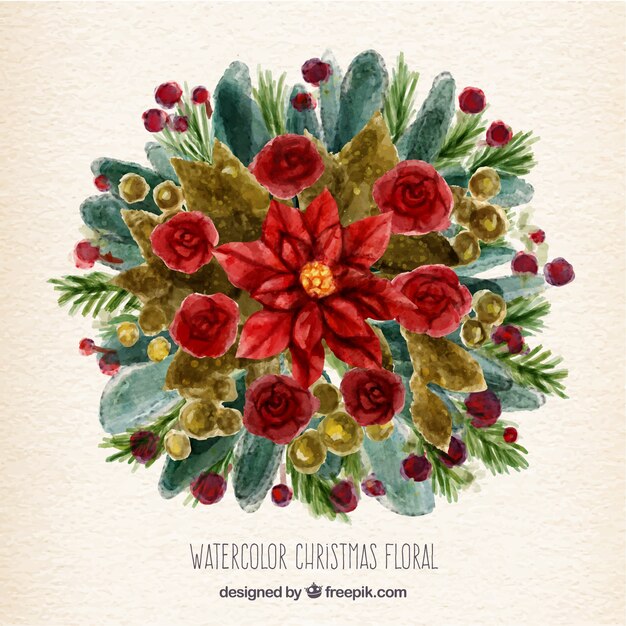 Acuarela navidad floral