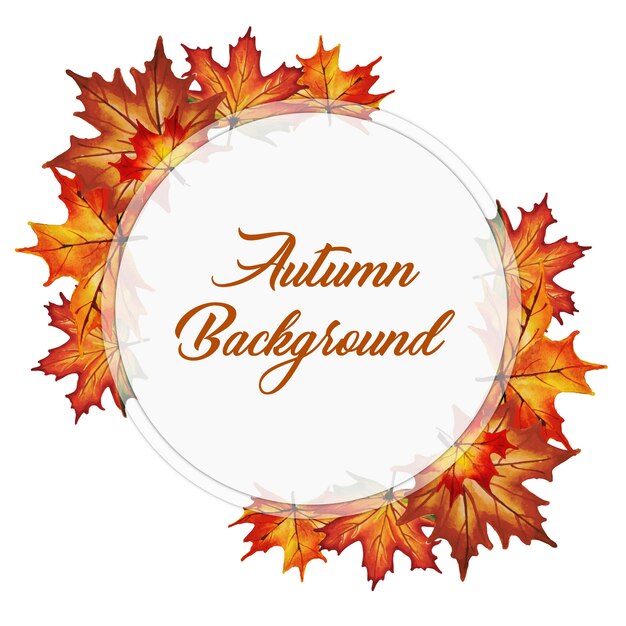 Acuarela otoño Bakcground con rojo, naranja, amarillo y hojas verdes