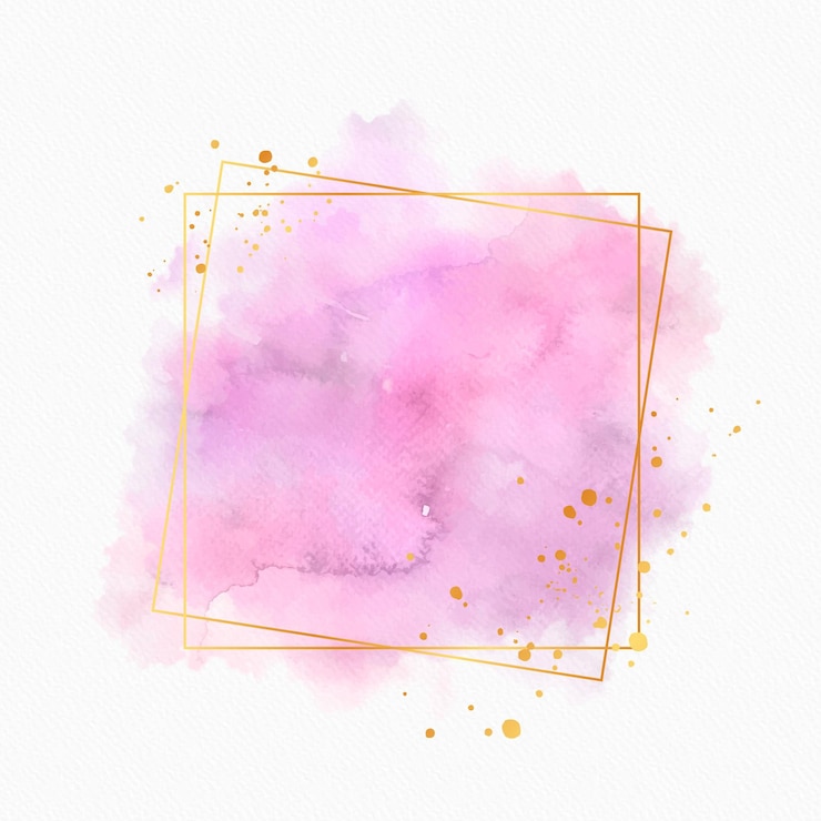 Vector gratuito acuarela pastel con marco dorado