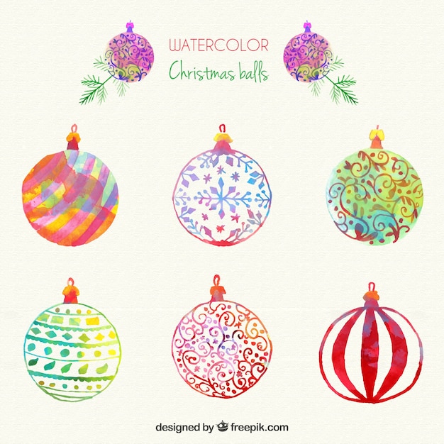 acuarela pintada bolas de navidad