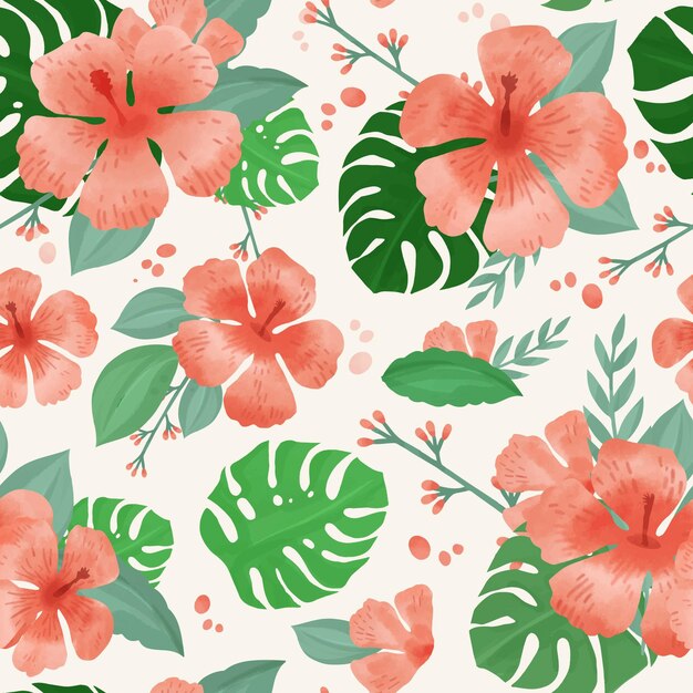 Acuarela pintada a mano patrón tropical de verano