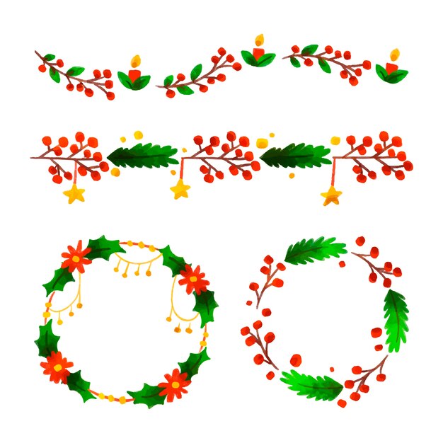 Acuarelas y bordes navideños