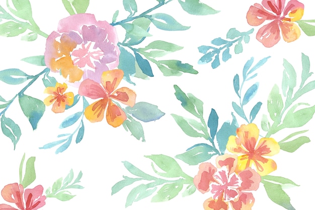 Vector gratuito acuarelas flores bonitas con fondo transparente