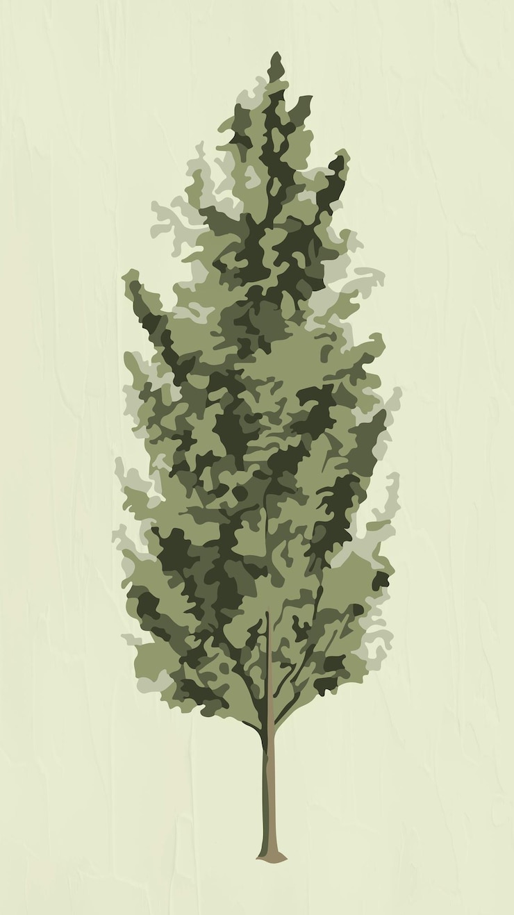Vector gratuito adhesivo de árbol de abeto vectorizado superpuesto sobre un fondo verde salvia