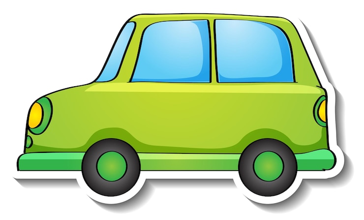Vector gratuito adhesivo compacto de dibujos animados de automóviles sobre fondo blanco