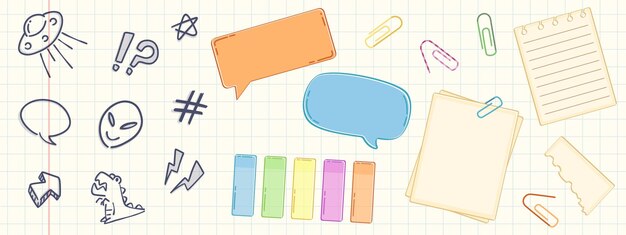 Adhesivos de notas con adorables elementos de garabateo para el diario