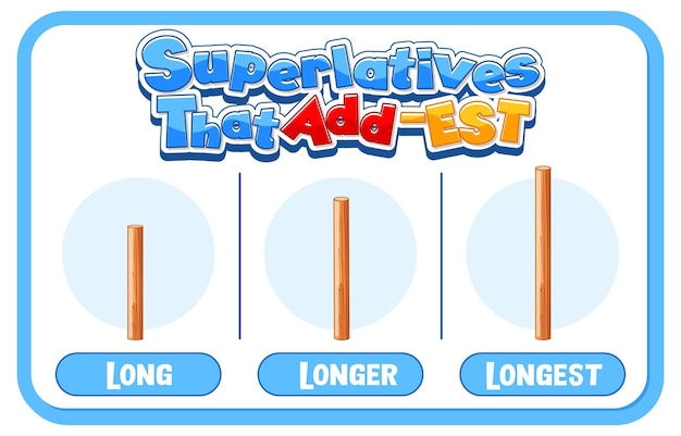 Vector gratuito adjetivos comparativos y superlativos para palabras largas