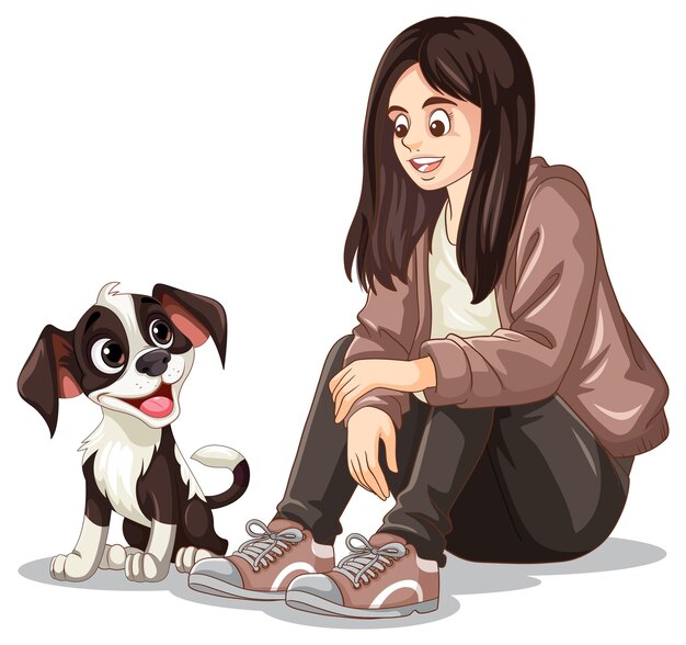 Adolescente jugando con su perro