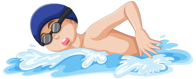 Adolescente nadando en agua azul