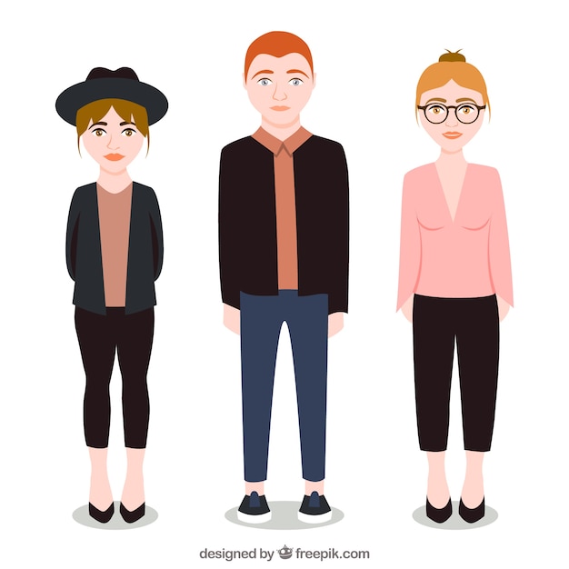 Vector gratuito adolescentes a la moda ilustrados