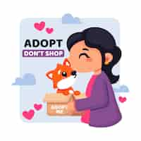 Vector gratuito adopta un concepto de mascota