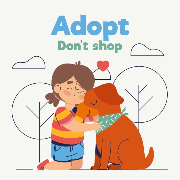 Vector gratuito adopta un concepto de mascota