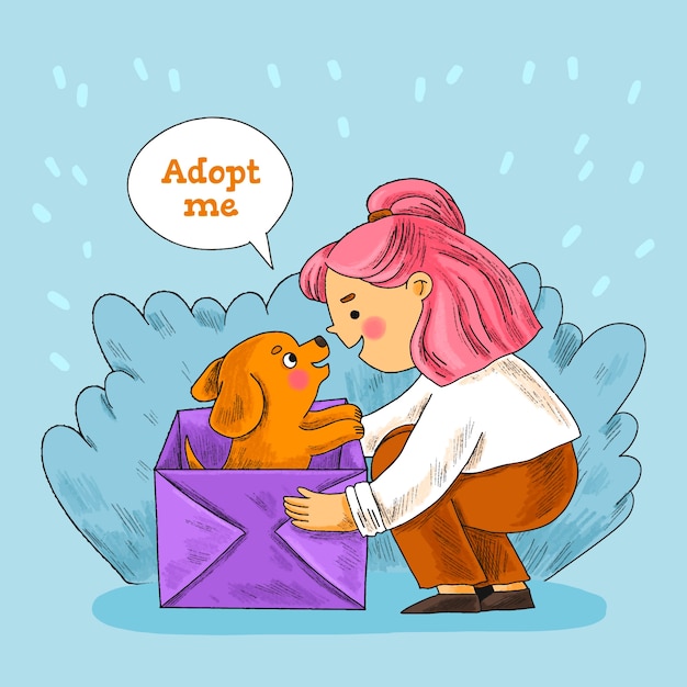 Vector gratuito adopta una ilustración de perro