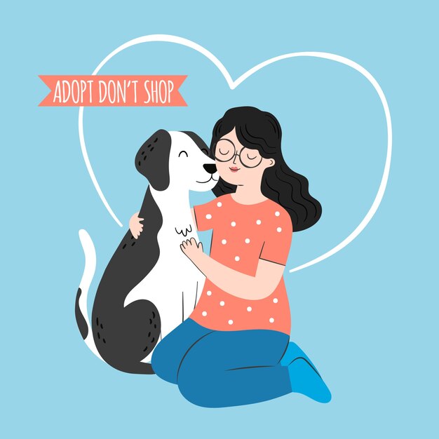 Adopta una mascota con mujer con perro