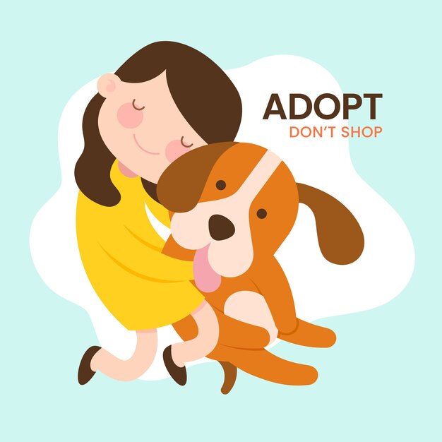 Adopta un mensaje de concepto de mascota con ilustración
